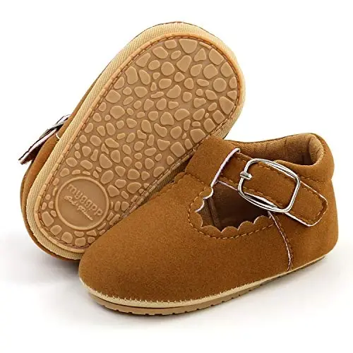 SOFMUO Baby Boys Girls Lace Up Leather Sneakers Soft Rubber Sole Infant Moccasins Newborn Oxford Loafers Anti-Slip Toddler Wedding Uniform Dress Shoes 