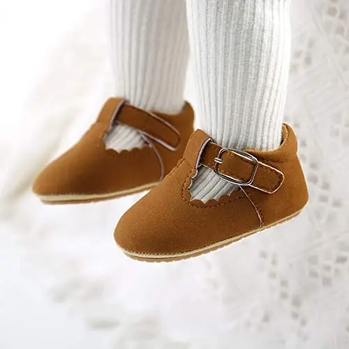 SOFMUO Baby Boys Girls Lace Up Leather Sneakers Soft Rubber Sole Infant Moccasins Newborn Oxford Loafers Anti-Slip Toddler Wedding Uniform Dress Shoes - 3