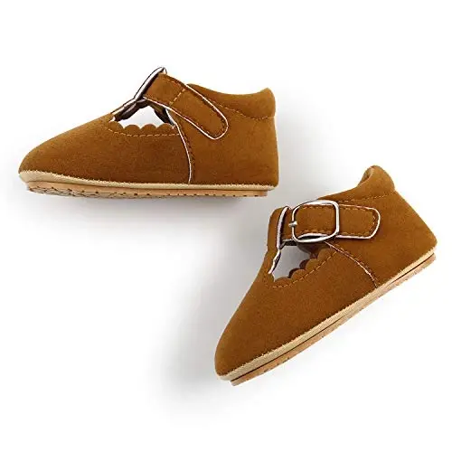 SOFMUO Baby Boys Girls Lace Up Leather Sneakers Soft Rubber Sole Infant Moccasins Newborn Oxford Loafers Anti-Slip Toddler Wedding Uniform Dress Shoes - 4