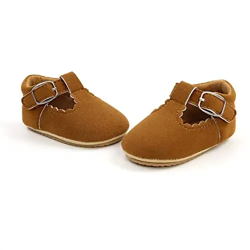 SOFMUO Baby Boys Girls Lace Up Leather Sneakers Soft Rubber Sole Infant Moccasins Newborn Oxford Loafers Anti-Slip Toddler Wedding Uniform Dress Shoes - 5