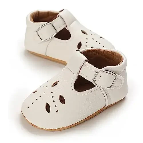 SOFMUO Baby Boys Girls Lace Up Leather Sneakers Soft Rubber Sole Infant Moccasins Newborn Oxford Loafers Anti-Slip Toddler Wedding Uniform Dress Shoes - SOFMUO