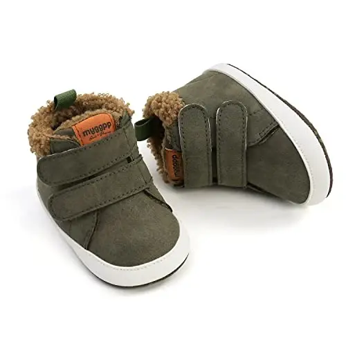 SOFMUO Baby Boys Girls High Top Ankle PU Leather Sneakers Soft Rubber Sole Infant Moccasins Newborn Oxford Loafers Anti-Slip Toddler Wedding Uniform Dress Shoes - 4