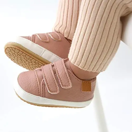 SOFMUO Baby Boys Girls High Top Ankle PU Leather Sneakers Soft Rubber Sole Infant Moccasins Newborn Oxford Loafers Anti-Slip Toddler Wedding Uniform Dress Shoes - 3