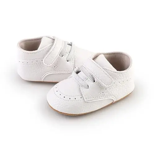 SOFMUO Baby Boys Girls High Top Ankle PU Leather Sneakers Soft Rubber Sole Infant Moccasins Newborn Oxford Loafers Anti-Slip Toddler Wedding Uniform Dress Shoes - 5