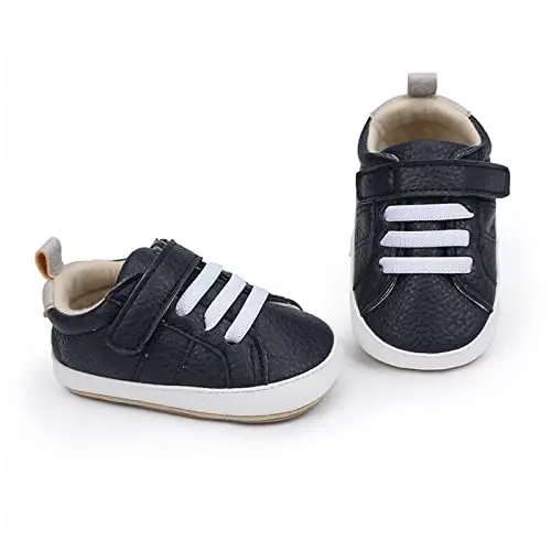 SOFMUO Baby Boys Girls High Top Ankle PU Leather Sneakers Soft Rubber Sole Infant Moccasins Newborn Oxford Loafers Anti-Slip Toddler Wedding Uniform Dress Shoes - 4