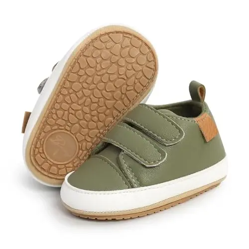 SOFMUO Baby Boys Girls High Top Ankle PU Leather Sneakers Soft Rubber Sole Infant Moccasins Newborn Oxford Loafers Anti-Slip Toddler Wedding Uniform Dress Shoes - 1