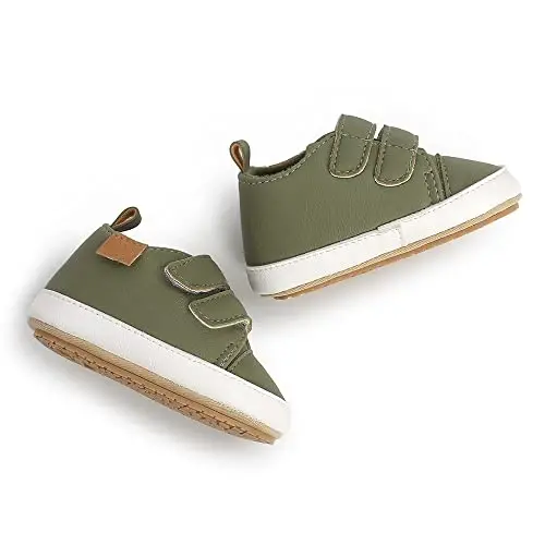 SOFMUO Baby Boys Girls High Top Ankle PU Leather Sneakers Soft Rubber Sole Infant Moccasins Newborn Oxford Loafers Anti-Slip Toddler Wedding Uniform Dress Shoes - 5