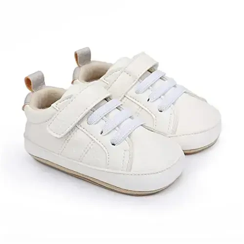 SOFMUO Baby Boys Girls High Top Ankle PU Leather Sneakers Soft Rubber Sole Infant Moccasins Newborn Oxford Loafers Anti-Slip Toddler Wedding Uniform Dress Shoes - 6