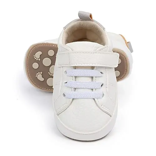 SOFMUO Baby Boys Girls High Top Ankle PU Leather Sneakers Soft Rubber Sole Infant Moccasins Newborn Oxford Loafers Anti-Slip Toddler Wedding Uniform Dress Shoes - 4