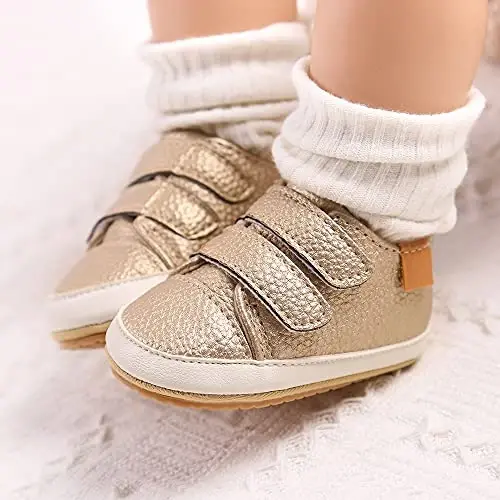 SOFMUO Baby Boys Girls High Top Ankle PU Leather Sneakers Soft Rubber Sole Infant Moccasins Newborn Oxford Loafers Anti-Slip Toddler Wedding Uniform Dress Shoes - 3