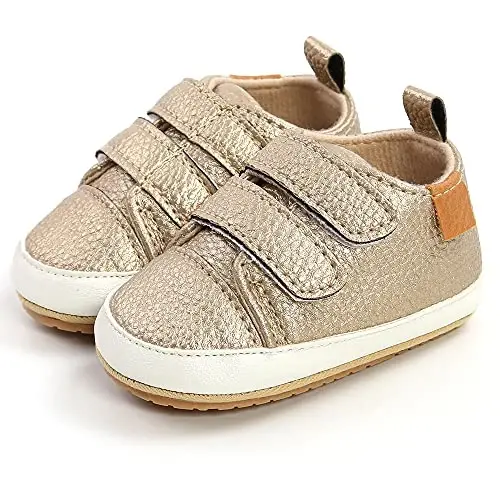 SOFMUO Baby Boys Girls High Top Ankle PU Leather Sneakers Soft Rubber Sole Infant Moccasins Newborn Oxford Loafers Anti-Slip Toddler Wedding Uniform Dress Shoes - 6