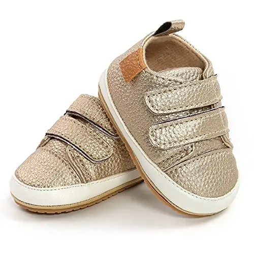 SOFMUO Baby Boys Girls High Top Ankle PU Leather Sneakers Soft Rubber Sole Infant Moccasins Newborn Oxford Loafers Anti-Slip Toddler Wedding Uniform Dress Shoes - 4