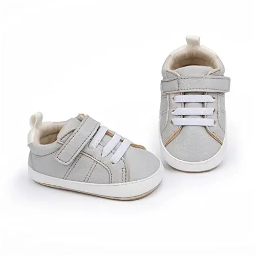 SOFMUO Baby Boys Girls High Top Ankle PU Leather Sneakers Soft Rubber Sole Infant Moccasins Newborn Oxford Loafers Anti-Slip Toddler Wedding Uniform Dress Shoes - 5