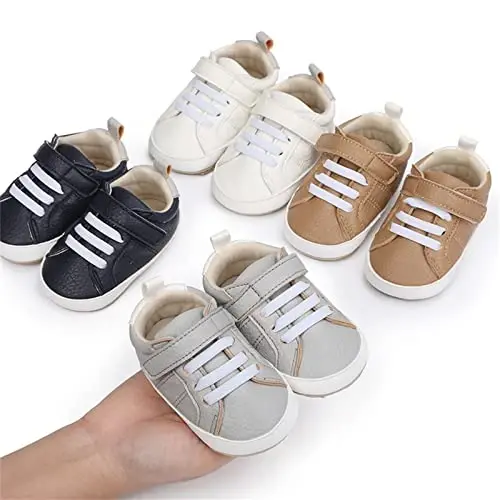 SOFMUO Baby Boys Girls High Top Ankle PU Leather Sneakers Soft Rubber Sole Infant Moccasins Newborn Oxford Loafers Anti-Slip Toddler Wedding Uniform Dress Shoes - 3