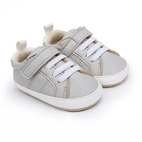 SOFMUO Baby Boys Girls High Top Ankle PU Leather Sneakers Soft Rubber Sole Infant Moccasins Newborn Oxford Loafers Anti-Slip Toddler Wedding Uniform Dress Shoes - 6