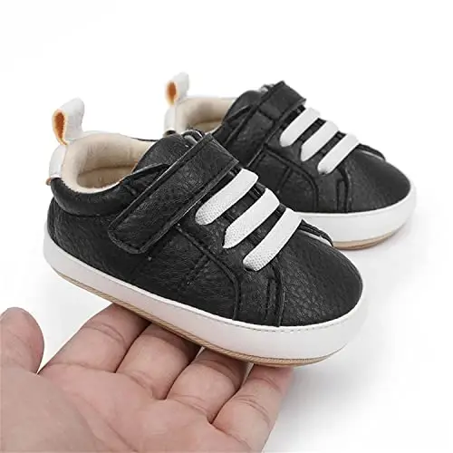 SOFMUO Baby Boys Girls High Top Ankle PU Leather Sneakers Soft Rubber Sole Infant Moccasins Newborn Oxford Loafers Anti-Slip Toddler Wedding Uniform Dress Shoes - 5