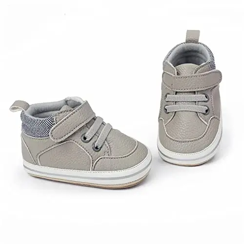SOFMUO Baby Boys Girls High Top Ankle PU Leather Sneakers Soft Rubber Sole Infant Moccasins Newborn Oxford Loafers Anti-Slip Toddler Wedding Uniform Dress Shoes - 5