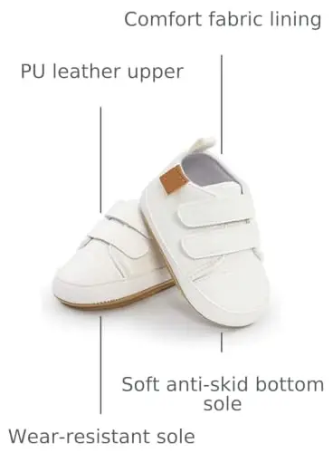 SOFMUO Baby Boys Girls High Top Ankle PU Leather Sneakers Soft Rubber Sole Infant Moccasins Newborn Oxford Loafers Anti-Slip Toddler Wedding Uniform Dress Shoes 