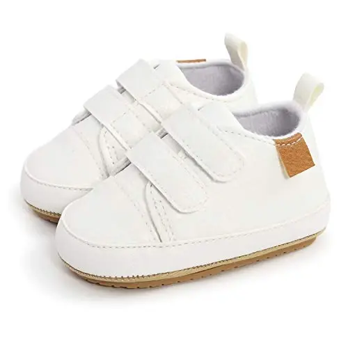SOFMUO Baby Boys Girls High Top Ankle PU Leather Sneakers Soft Rubber Sole Infant Moccasins Newborn Oxford Loafers Anti-Slip Toddler Wedding Uniform Dress Shoes - 6