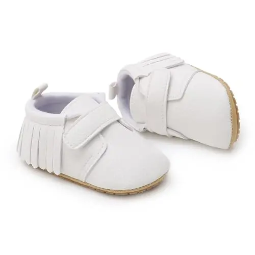 SOFMUO Baby Boys Girls High Top Ankle PU Leather Sneakers Soft Rubber Sole Infant Moccasins Newborn Oxford Loafers Anti-Slip Toddler Wedding Uniform Dress Shoes - 1