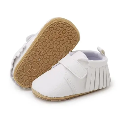 SOFMUO Baby Boys Girls High Top Ankle PU Leather Sneakers Soft Rubber Sole Infant Moccasins Newborn Oxford Loafers Anti-Slip Toddler Wedding Uniform Dress Shoes - 2
