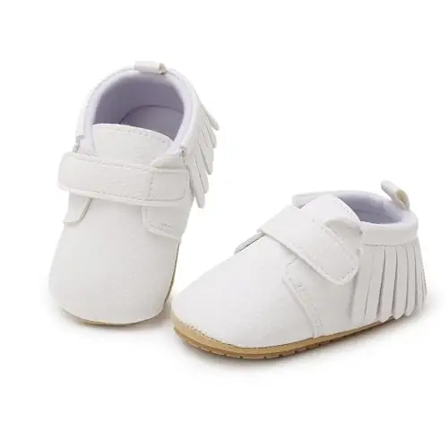 SOFMUO Baby Boys Girls High Top Ankle PU Leather Sneakers Soft Rubber Sole Infant Moccasins Newborn Oxford Loafers Anti-Slip Toddler Wedding Uniform Dress Shoes - 4