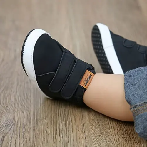 SOFMUO Baby Boys Girls High Top Ankle PU Leather Sneakers Soft Rubber Sole Infant Moccasins Newborn Oxford Loafers Anti-Slip Toddler Wedding Uniform Dress Shoes - 3