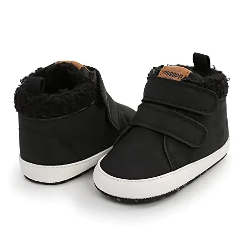 SOFMUO Baby Boys Girls High Top Ankle PU Leather Sneakers Soft Rubber Sole Infant Moccasins Newborn Oxford Loafers Anti-Slip Toddler Wedding Uniform Dress Shoes - 4
