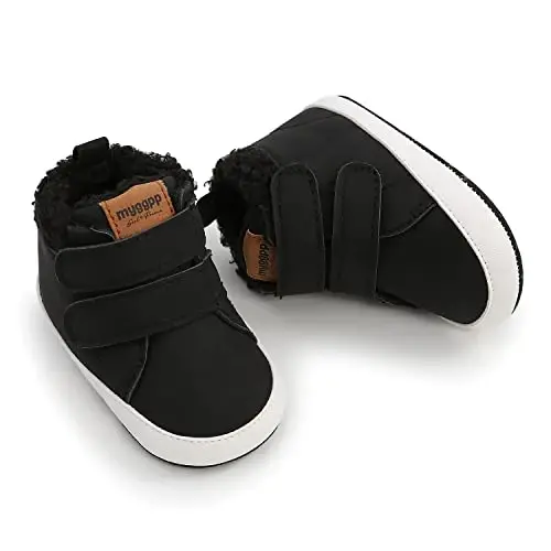 SOFMUO Baby Boys Girls High Top Ankle PU Leather Sneakers Soft Rubber Sole Infant Moccasins Newborn Oxford Loafers Anti-Slip Toddler Wedding Uniform Dress Shoes - 5