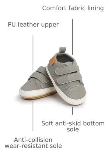 SOFMUO Baby Boys Girls High Top Ankle PU Leather Sneakers Soft Rubber Sole Infant Moccasins Newborn Oxford Loafers Anti-Slip Toddler Wedding Uniform Dress Shoes 