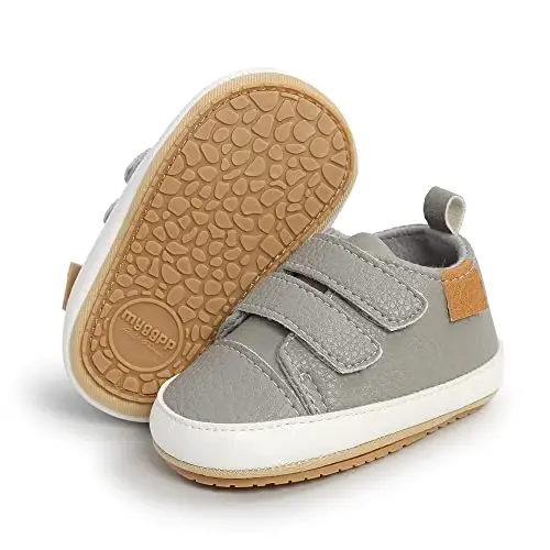 SOFMUO Baby Boys Girls High Top Ankle PU Leather Sneakers Soft Rubber Sole Infant Moccasins Newborn Oxford Loafers Anti-Slip Toddler Wedding Uniform Dress Shoes - 1