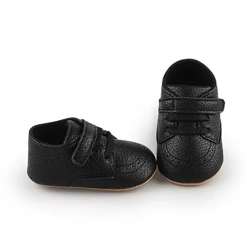 SOFMUO Baby Boys Girls High Top Ankle PU Leather Sneakers Soft Rubber Sole Infant Moccasins Newborn Oxford Loafers Anti-Slip Toddler Wedding Uniform Dress Shoes - 5