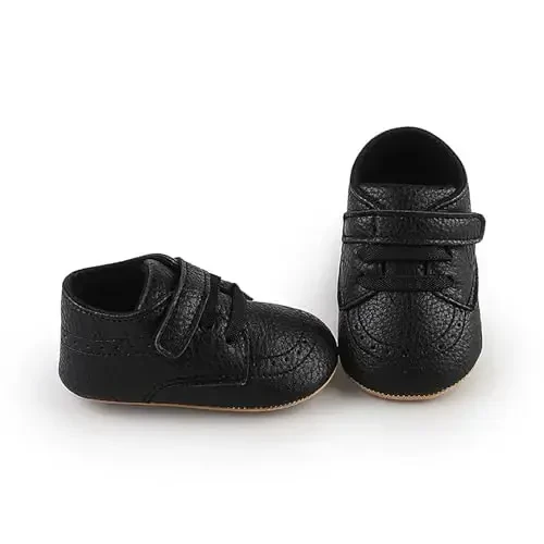 SOFMUO Baby Boys Girls High Top Ankle PU Leather Sneakers Soft Rubber Sole Infant Moccasins Newborn Oxford Loafers Anti-Slip Toddler Wedding Uniform Dress Shoes - 5