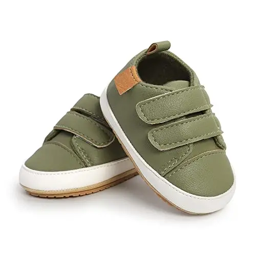 SOFMUO Baby Boys Girls High Top Ankle PU Leather Sneakers Soft Rubber Sole Infant Moccasins Newborn Oxford Loafers Anti-Slip Toddler Wedding Uniform Dress Shoes - 4