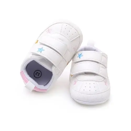 SOFMUO Baby Boys Girls High Top Ankle PU Leather Sneakers Soft Rubber Sole Infant Moccasins Newborn Oxford Loafers Anti-Slip Toddler Wedding Uniform Dress Shoes - SOFMUO (1)