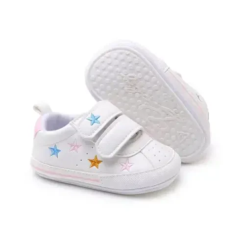 SOFMUO Baby Boys Girls High Top Ankle PU Leather Sneakers Soft Rubber Sole Infant Moccasins Newborn Oxford Loafers Anti-Slip Toddler Wedding Uniform Dress Shoes - SOFMUO