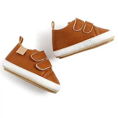 SOFMUO Baby Boys Girls High Top Ankle PU Leather Sneakers Soft Rubber Sole Infant Moccasins Newborn Oxford Loafers Anti-Slip Toddler Wedding Uniform Dress Shoes - 5