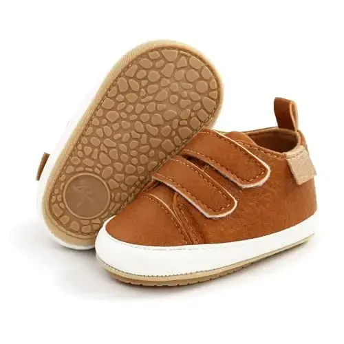 SOFMUO Baby Boys Girls High Top Ankle PU Leather Sneakers Soft Rubber Sole Infant Moccasins Newborn Oxford Loafers Anti-Slip Toddler Wedding Uniform Dress Shoes 
