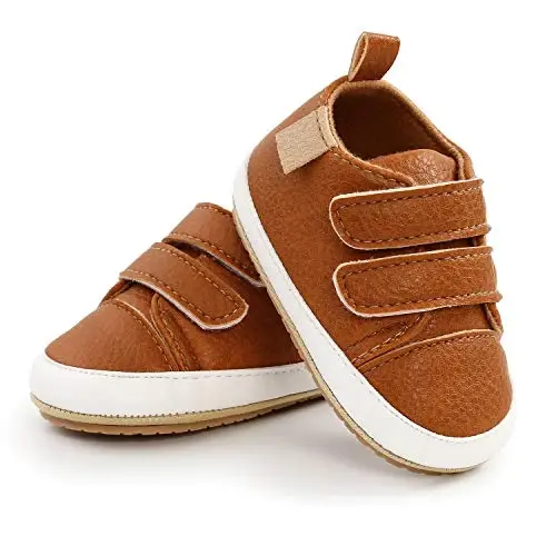 SOFMUO Baby Boys Girls High Top Ankle PU Leather Sneakers Soft Rubber Sole Infant Moccasins Newborn Oxford Loafers Anti-Slip Toddler Wedding Uniform Dress Shoes - 4
