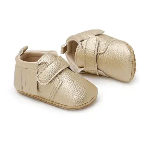 SOFMUO Baby Boys Girls High Top Ankle PU Leather Sneakers Soft Rubber Sole Infant Moccasins Newborn Oxford Loafers Anti-Slip Toddler Wedding Uniform Dress Shoes 