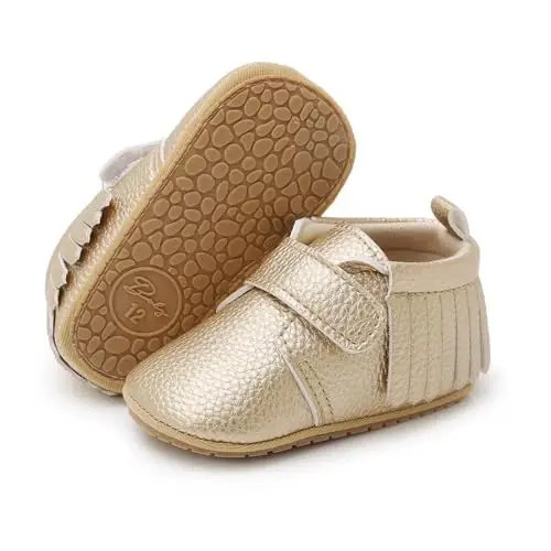 SOFMUO Baby Boys Girls High Top Ankle PU Leather Sneakers Soft Rubber Sole Infant Moccasins Newborn Oxford Loafers Anti-Slip Toddler Wedding Uniform Dress Shoes - 2