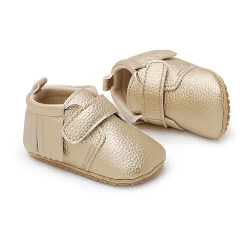 SOFMUO Baby Boys Girls High Top Ankle PU Leather Sneakers Soft Rubber Sole Infant Moccasins Newborn Oxford Loafers Anti-Slip Toddler Wedding Uniform Dress Shoes - 1