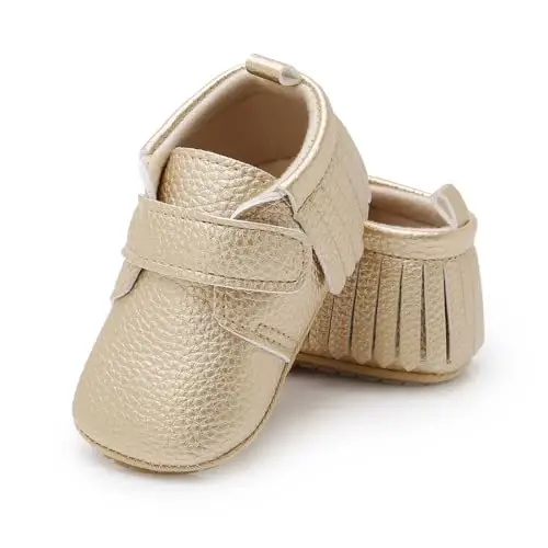 SOFMUO Baby Boys Girls High Top Ankle PU Leather Sneakers Soft Rubber Sole Infant Moccasins Newborn Oxford Loafers Anti-Slip Toddler Wedding Uniform Dress Shoes - 3