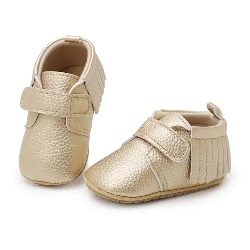 SOFMUO Baby Boys Girls High Top Ankle PU Leather Sneakers Soft Rubber Sole Infant Moccasins Newborn Oxford Loafers Anti-Slip Toddler Wedding Uniform Dress Shoes - 4