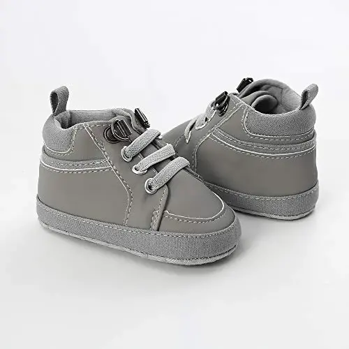 SOFMUO Baby Boys Girls High Top Ankle PU Leather Sneakers Soft Rubber Sole Infant Moccasins Newborn Oxford Loafers Anti-Slip Toddler Wedding Uniform Dress Shoes - 5