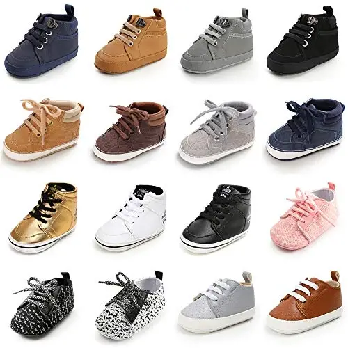 SOFMUO Baby Boys Girls High Top Ankle PU Leather Sneakers Soft Rubber Sole Infant Moccasins Newborn Oxford Loafers Anti-Slip Toddler Wedding Uniform Dress Shoes - 2
