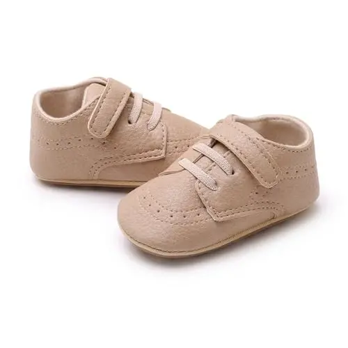 SOFMUO Baby Boys Girls High Top Ankle PU Leather Sneakers Soft Rubber Sole Infant Moccasins Newborn Oxford Loafers Anti-Slip Toddler Wedding Uniform Dress Shoes - 3