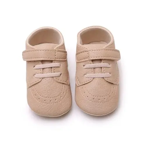 SOFMUO Baby Boys Girls High Top Ankle PU Leather Sneakers Soft Rubber Sole Infant Moccasins Newborn Oxford Loafers Anti-Slip Toddler Wedding Uniform Dress Shoes - 7
