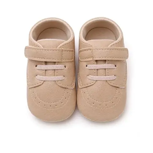 SOFMUO Baby Boys Girls High Top Ankle PU Leather Sneakers Soft Rubber Sole Infant Moccasins Newborn Oxford Loafers Anti-Slip Toddler Wedding Uniform Dress Shoes - 4