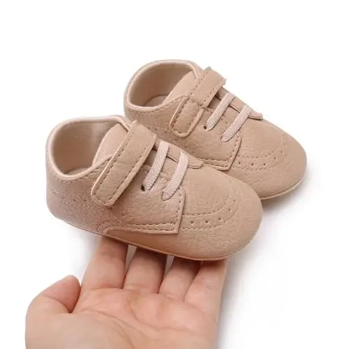 SOFMUO Baby Boys Girls High Top Ankle PU Leather Sneakers Soft Rubber Sole Infant Moccasins Newborn Oxford Loafers Anti-Slip Toddler Wedding Uniform Dress Shoes - 5